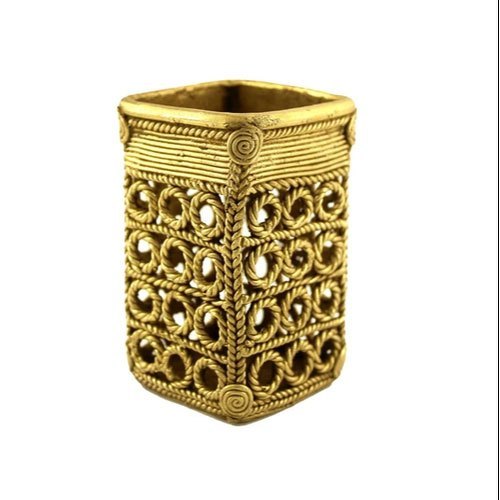 Golden Bastar Art Square Pen Stand