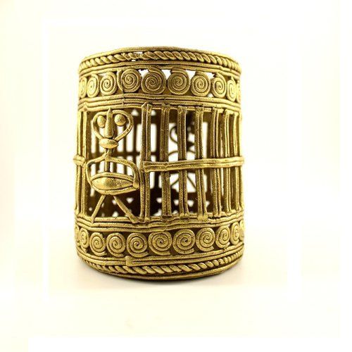 Golden Brass Round Pen Stand