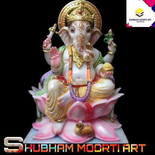 Durable Multi Colored Marble Ganesh Ji Statue