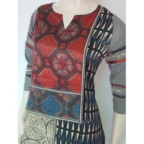 Mulicolor Skin Friendliness Ladies Printed Silk Kurti