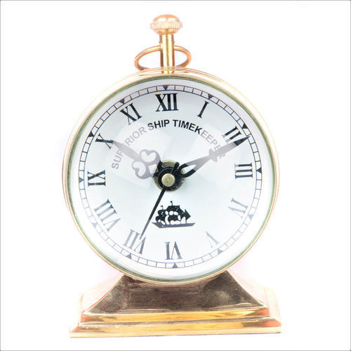 Brass Antique 4 Inch Decorative Round Room Clock