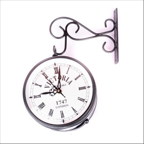 Round Antique Style Black Station Clock