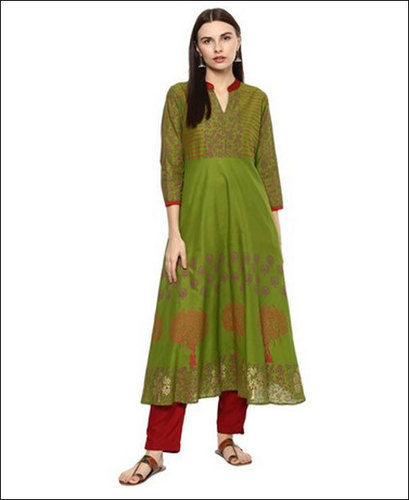 Maroon Women Anarkali Cotton Kurti