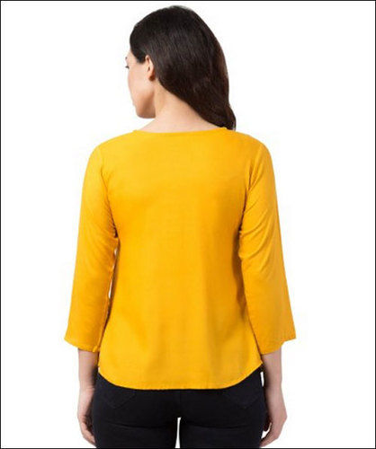 Embroidered Women Yellow Party Wear Tops