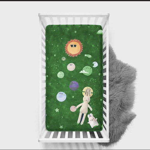 Green Baby Crib Bed Sheet