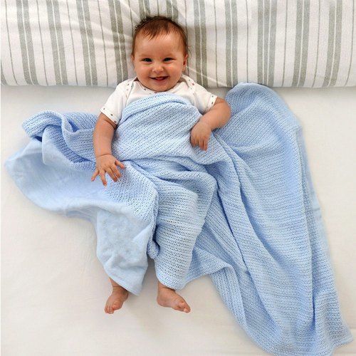 Plain Sky Blue Cotton Baby Blanket