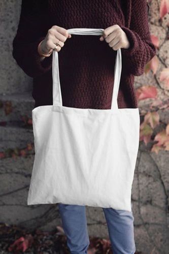 White Color Cotton Shoulder Bag