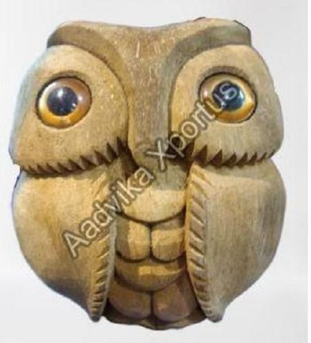 Coconut Shell Owl Statue Decor