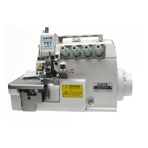 White Five Thread Overlock Sewing Machine