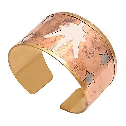 Round Copper Cuff Bracelet - Polished, Brownish Color | Lightweight Modern Design for Daily and Party Wear