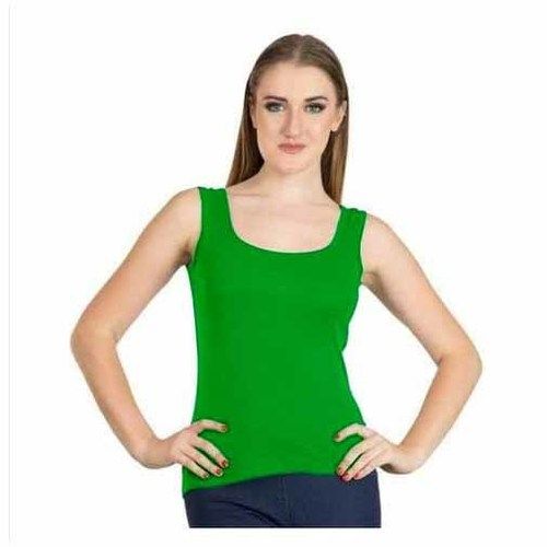 Cotton Womens Forest Green Innerwear Vest