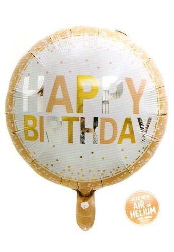 Gold Hippity Hop Happy Birthday Foil Balloon Round Shape 18 Inch