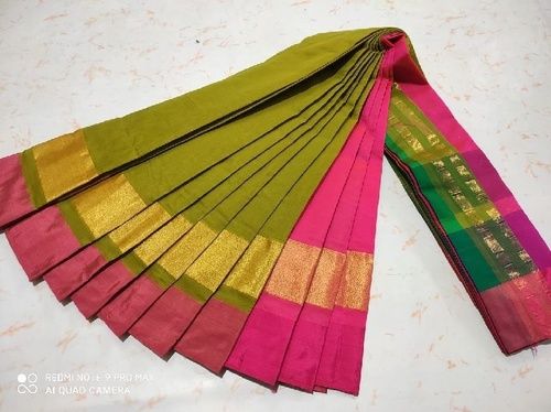 Casual Wear Plain Cotton Saree With Border