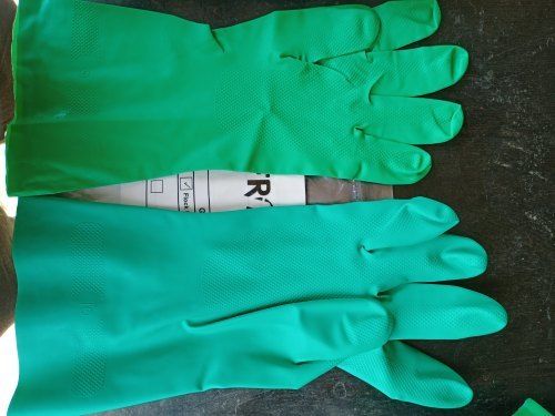 Green Flock Lined Nitrile Hand Gloves