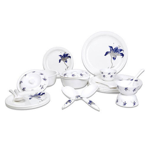 White Rajeshwari Melamine Dinner Set