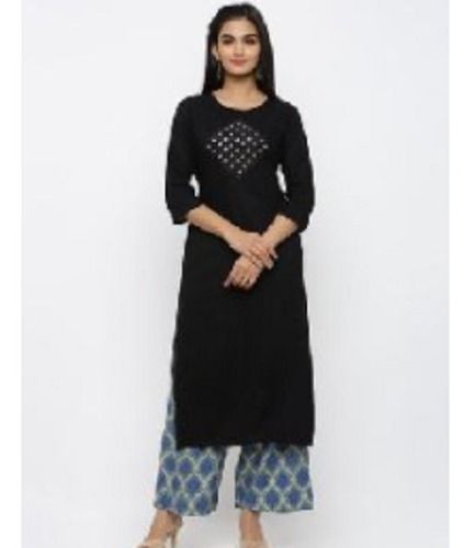 Cotton Polyester Rayon Embroidered Palazzo Suit