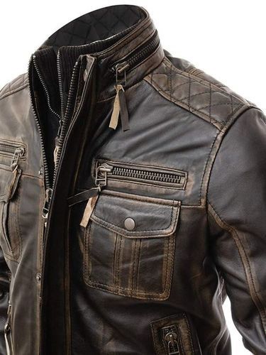 Vintage Motorcycle Faux Leather Jacket