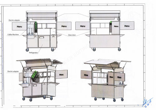 Movable Food Cart with Wheel Base