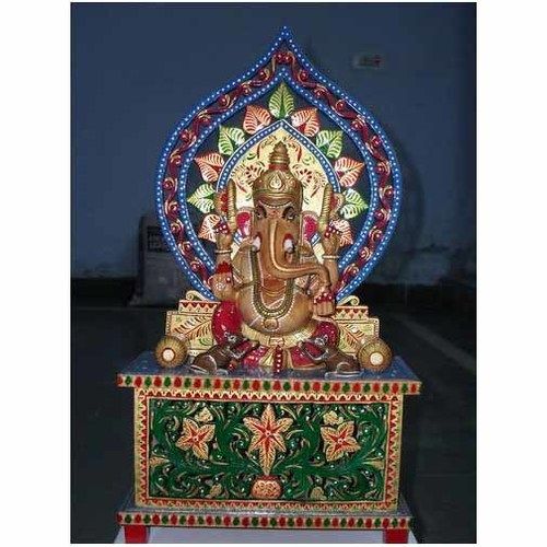 12 Inch Wooden Ganesh Statue