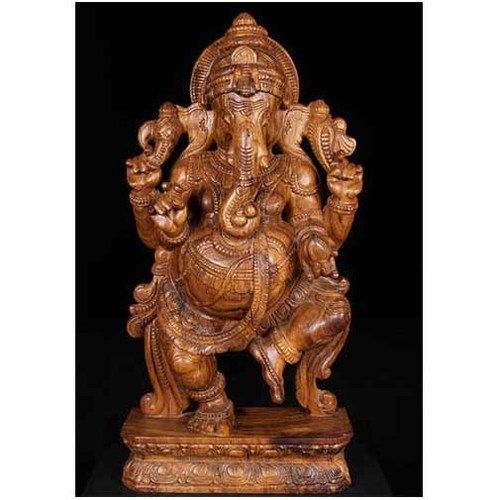 Wooden Dancing Ganesh Statue