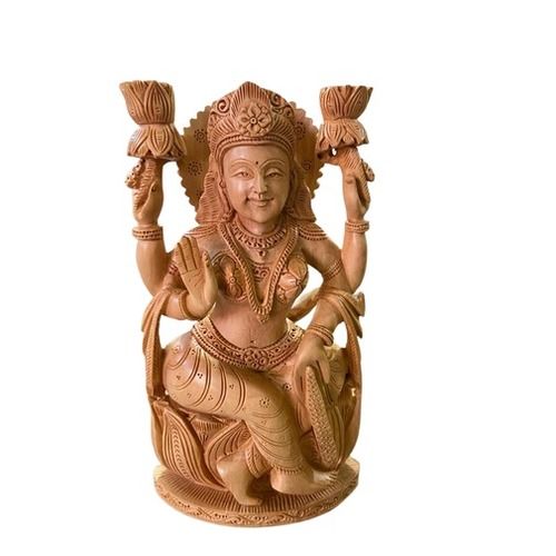 Wooden Goddess Laxmi Statue