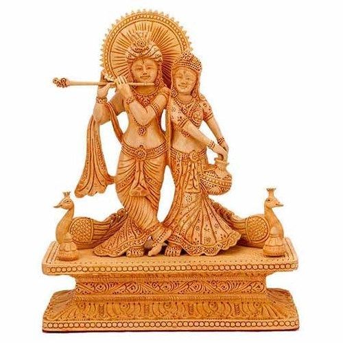 Eco-Friendly Wooden Radha Krishna Statue