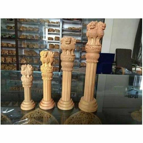 Glossy Hand Carved Wooden Ashok Stambh