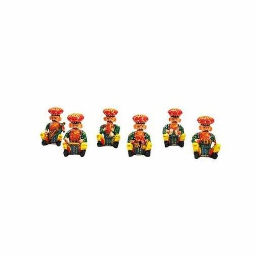 Multicolor Hand Painted Wooden Musician Set Of 6