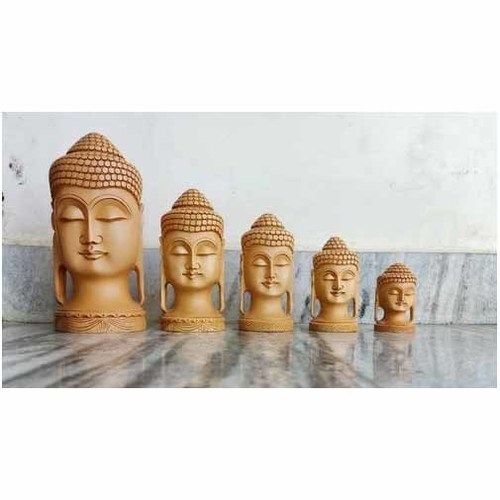 Eco-Friendly Wooden Buddha Head Statue