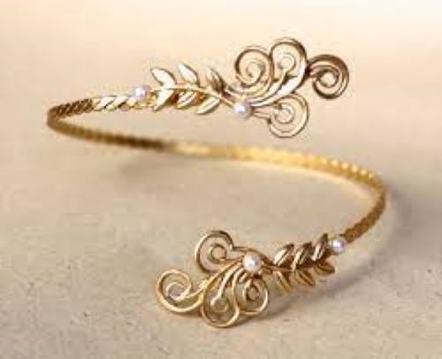 Natural Women'S Gold Plated Brass Metal Armlet