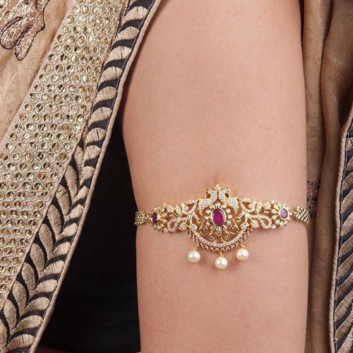 Natural Women'S Gold Plated Brass Metal Armlet