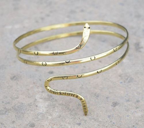 Natural Women'S Gold Plated Brass Metal Armlet