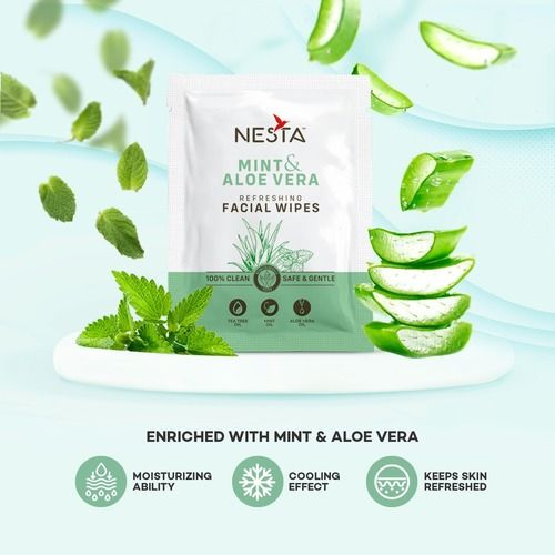 Nesta Mint And Aloevera Refreshing Facial Wipes Age Group: Children