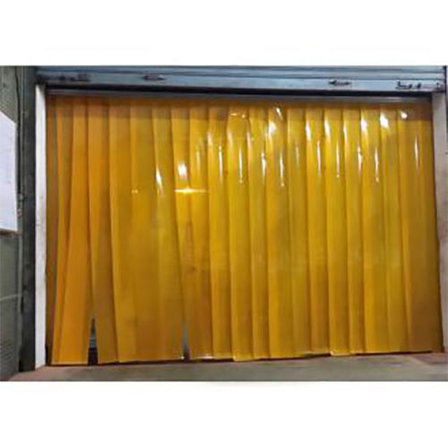 Yellow Anti Amber Pvc Strip Curtains With Aluminum Railing