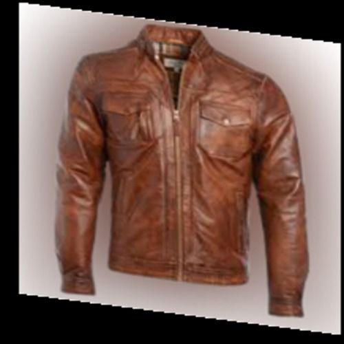 Full Sleeves Stylish And Trendy Mens Brown Leather Jackets 