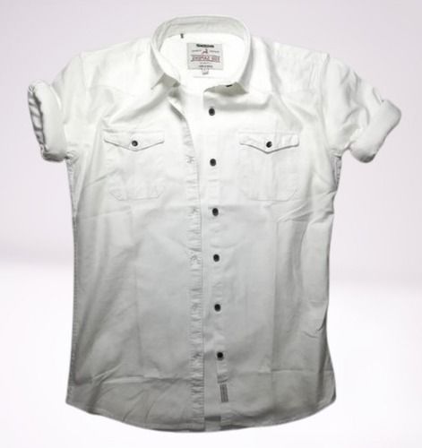 Mens Cotton Shirts With Double Front Pockets And Collar Necks