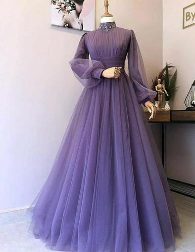 One Night Gown Long Sleeve Burgundy Long Evening Dress Floor Long Vintage  Prom Dress: Buy Online at Best Price in UAE - Amazon.ae