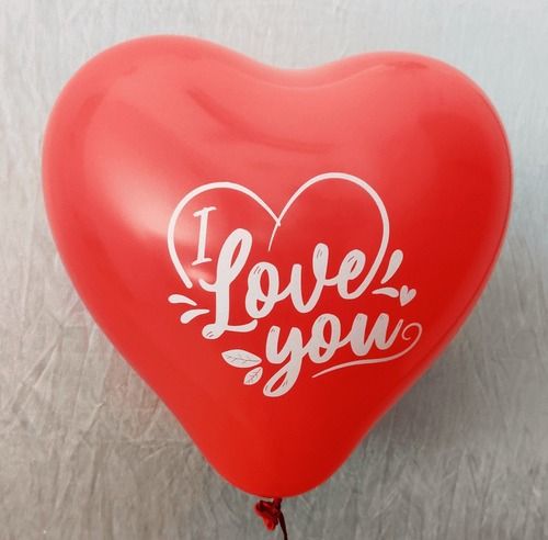 Decorative I Love U Printed Red Heart Shape Latex Balloons Pack Of 30