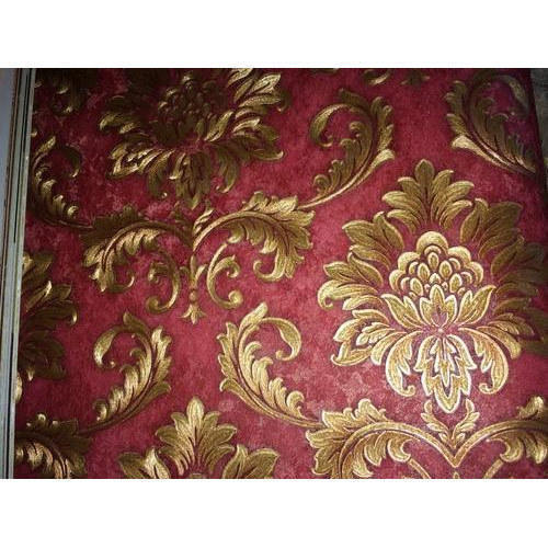 Pvc Leaf Damask Wallpaper Roll