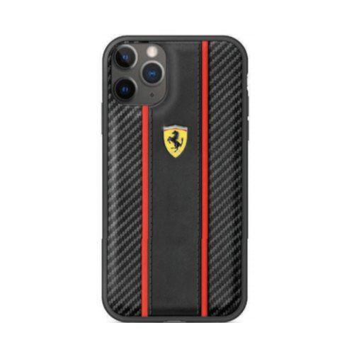 Black Ferrari Iphone 11 Pro Carbon Vertical Stripe Mobile Cover