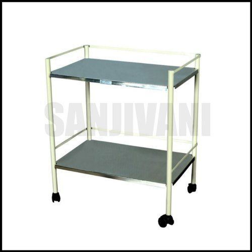 Stainless Steel Instrument Trolley - 710 mm x 460 mm x 820 mm, Durable Powder Coated Finish with 4 Wheels for Hospital Use