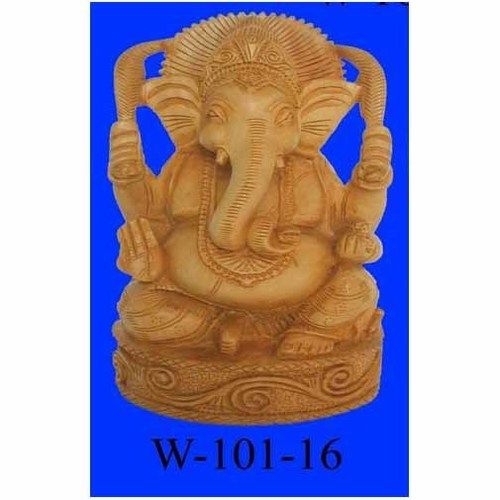 Easy To Clean Wooden Carved Ganpati Statue