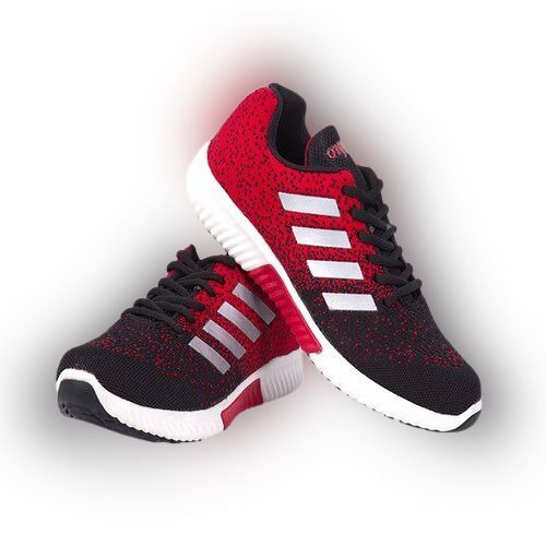Light Weight Red Black White Trendy Jogging Sport Shoes For Mens