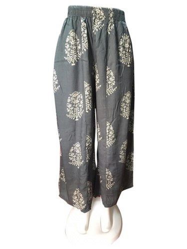 Indian 32 Inch Japuri Print Grey Rayon Ladies Palazzo Pant