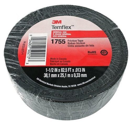 Black 3M Temflex 1755 Cotton Friction Tape