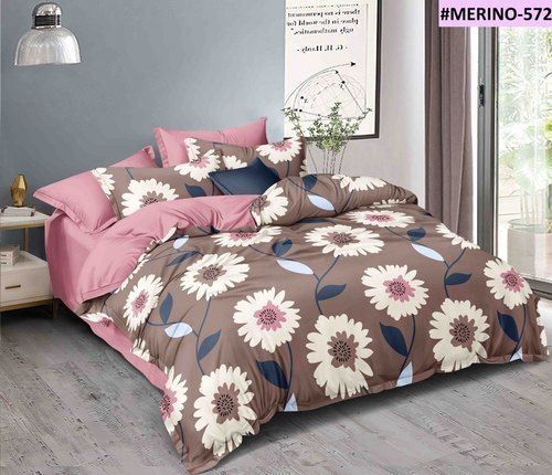 Flower Print Glace Cotton Bed Sheet