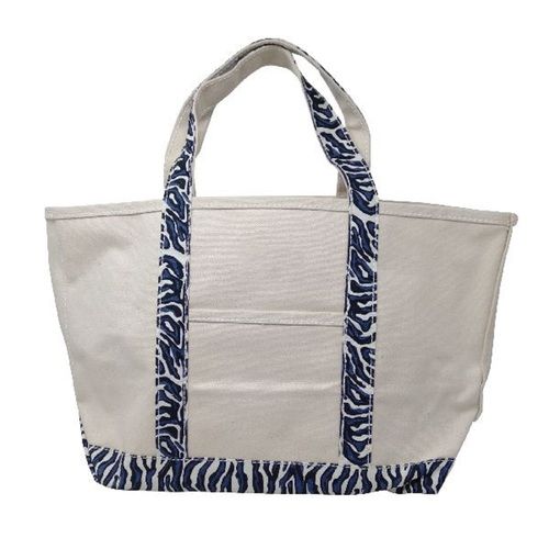 White Designed Trendy Cotton Beach Bags