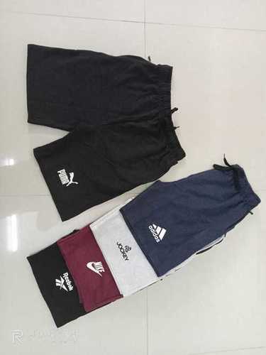 Men's Cotton Shorts - Free Size, Blue & Black Plain Dyed Fabric, Normal Wash Care