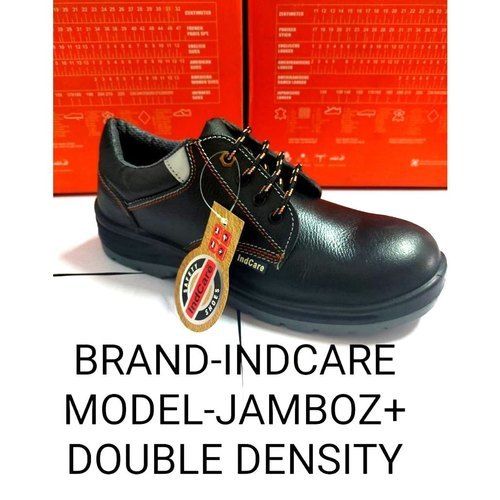 Black Double Density Mens Leather Safety Shoes