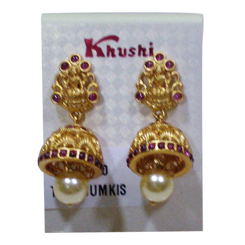 Imitation Jewelry Earrings - Gold Finish, Colored Stone Embellishments for a Glamorous Look